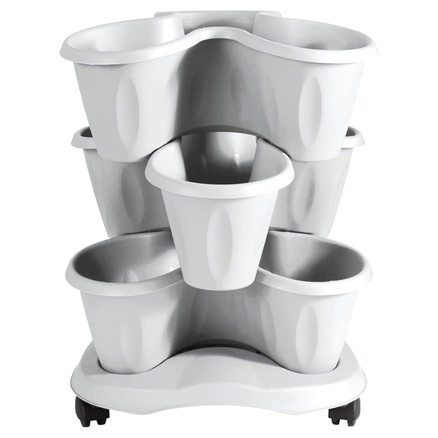 Bama Vaso Trifoglio Bianco con Ruote e Sottovaso foto 2